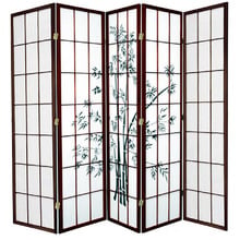 Zen Garden 5 Panel Rice Paper Room Divider